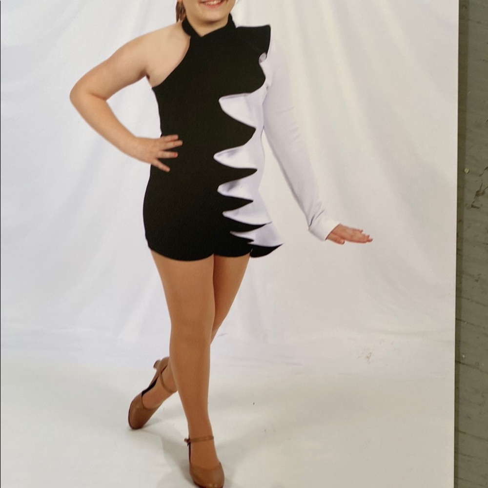 Weissman Black and White Asymmetrical Dance Costume